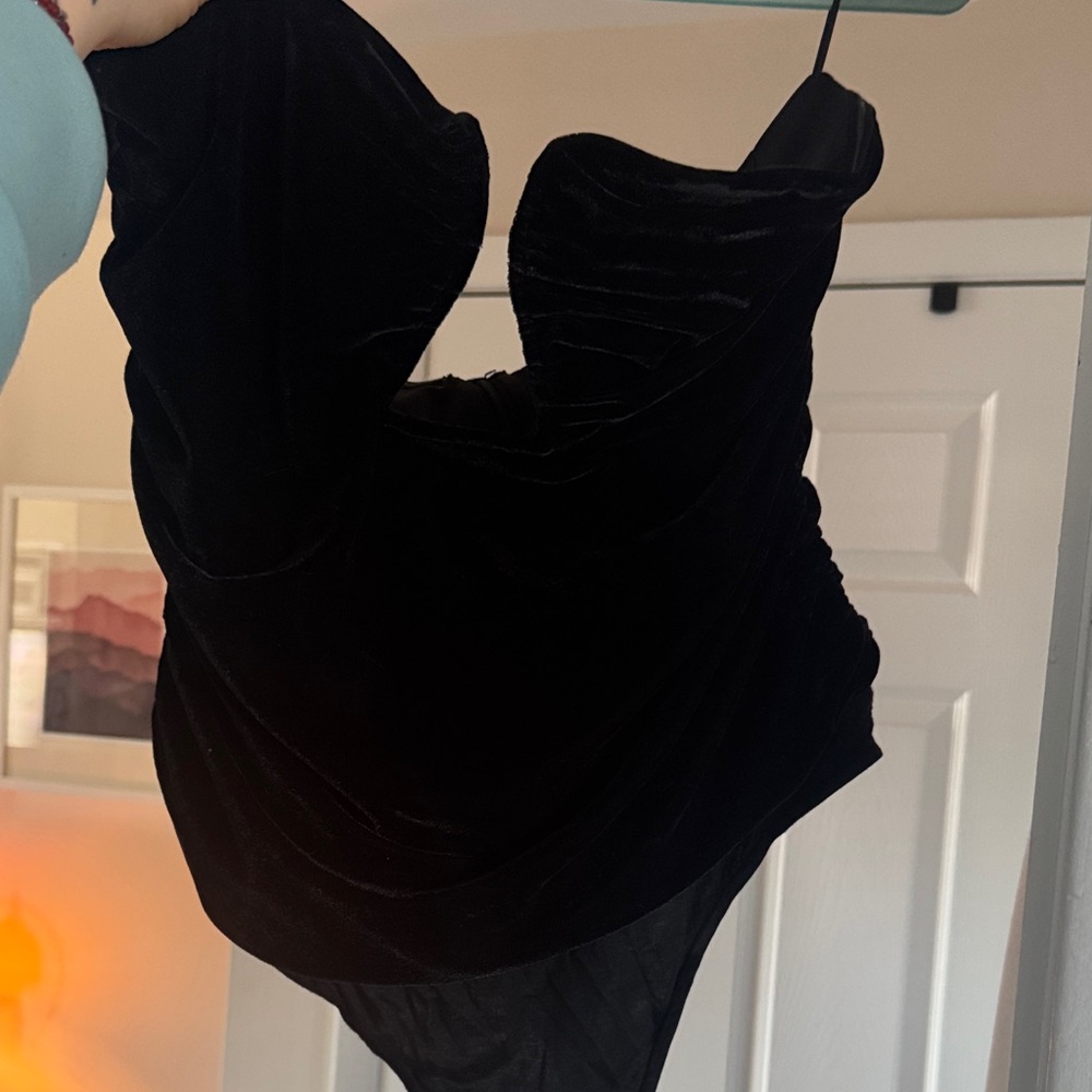 Elegant Black Velvet bodysuit
